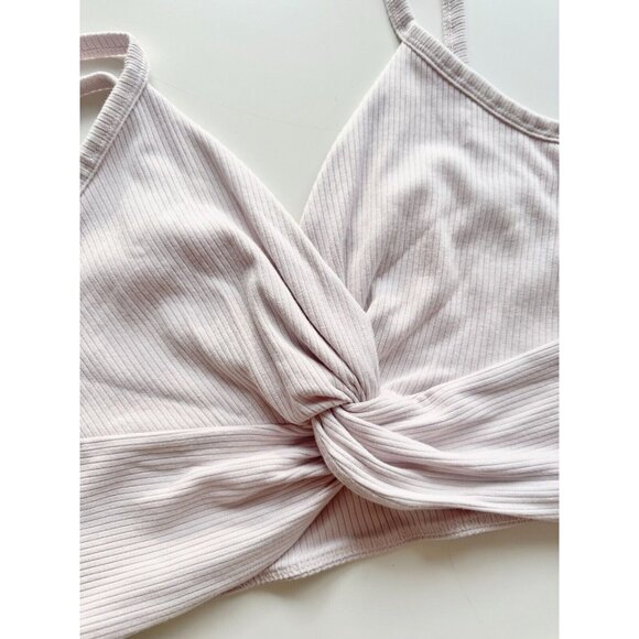 Aritzia WILFRED Bay Pale Lilac Ribbed Twist Front Cropped Tank Top, Size S - Picture 3 of 10